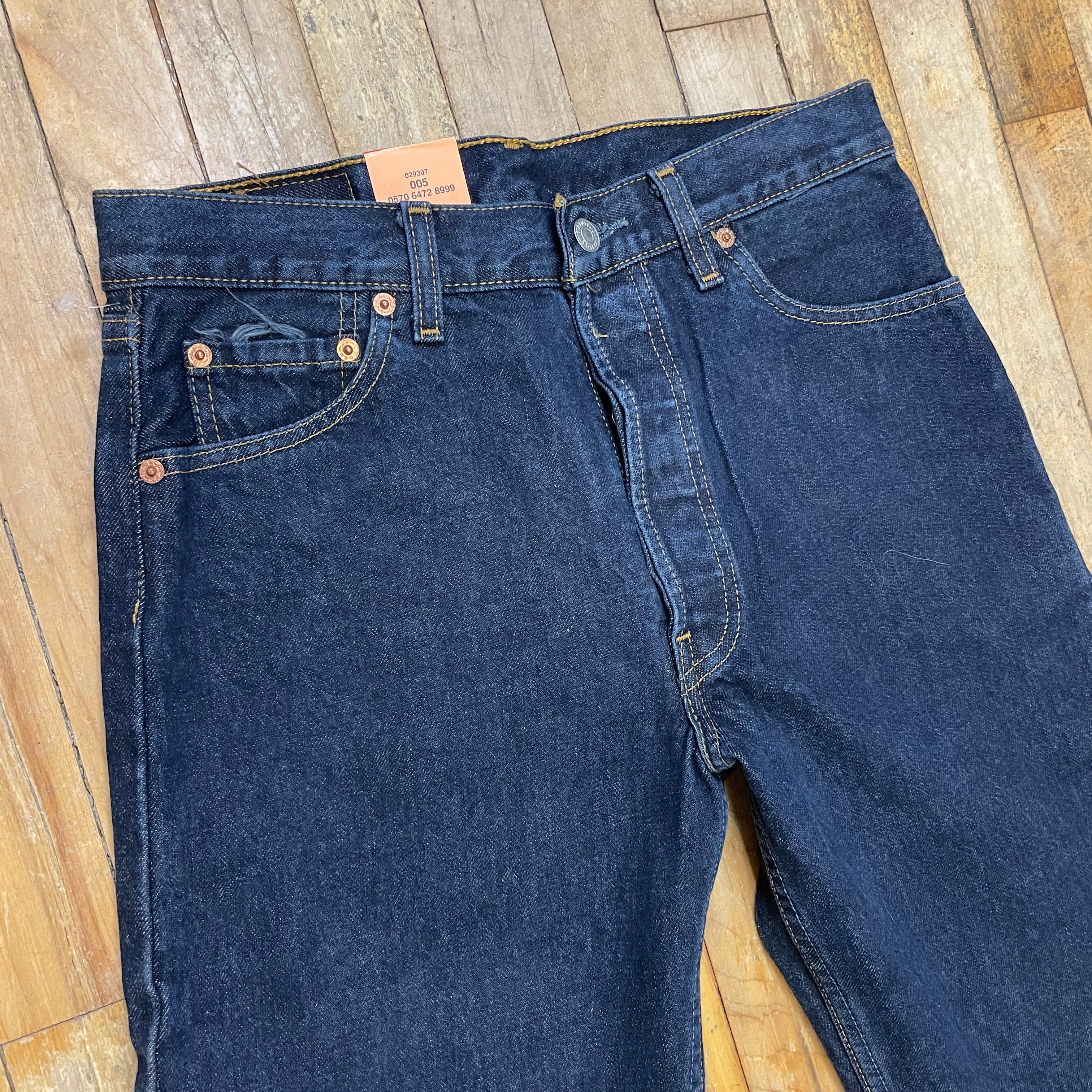 Vintage 1999 Deadstock Levi's Dark Wash 501s Made in Canada 30" Waist Bottoms Public Butter 
