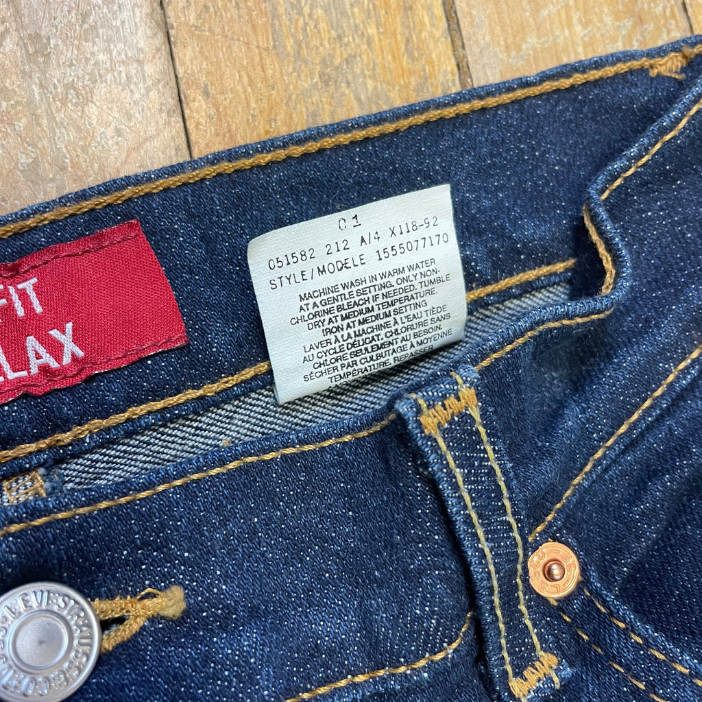 Vintage Deadstock Dark Wash Levi's Stretch Relaxed Fit 550s Made in Canada 29" Waist Bottoms Public Butter 