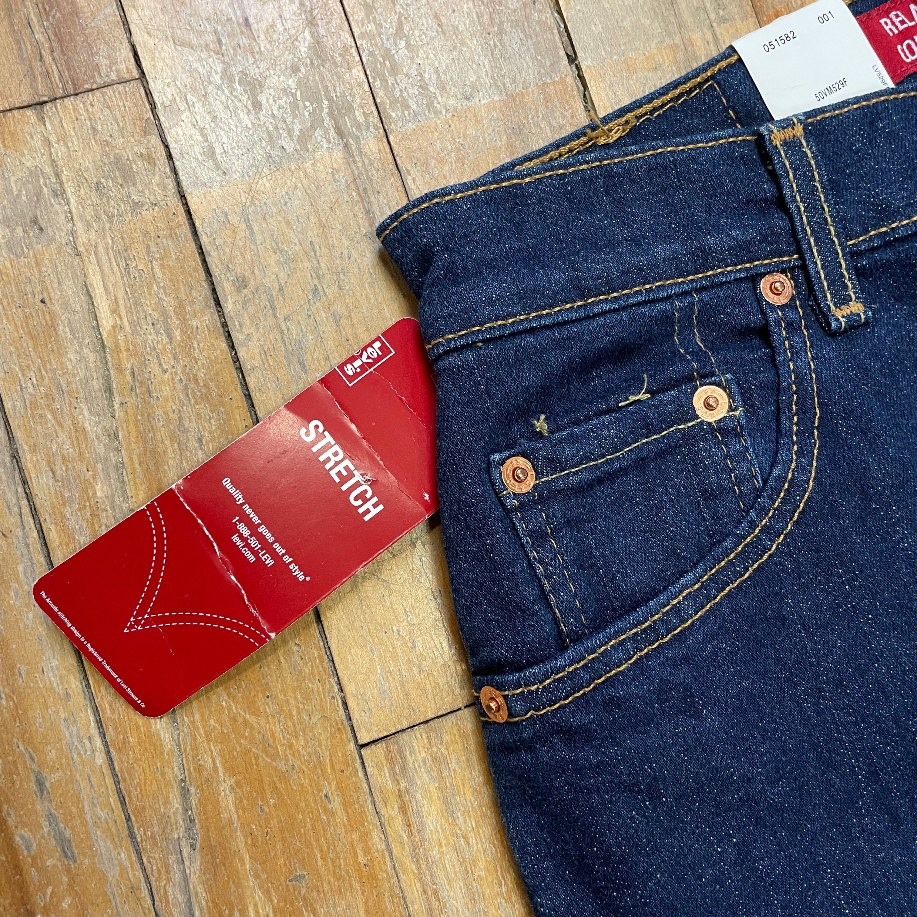 Vintage Deadstock Dark Wash Levi's Stretch Relaxed Fit 550s Made in Canada 29" Waist Bottoms Public Butter 