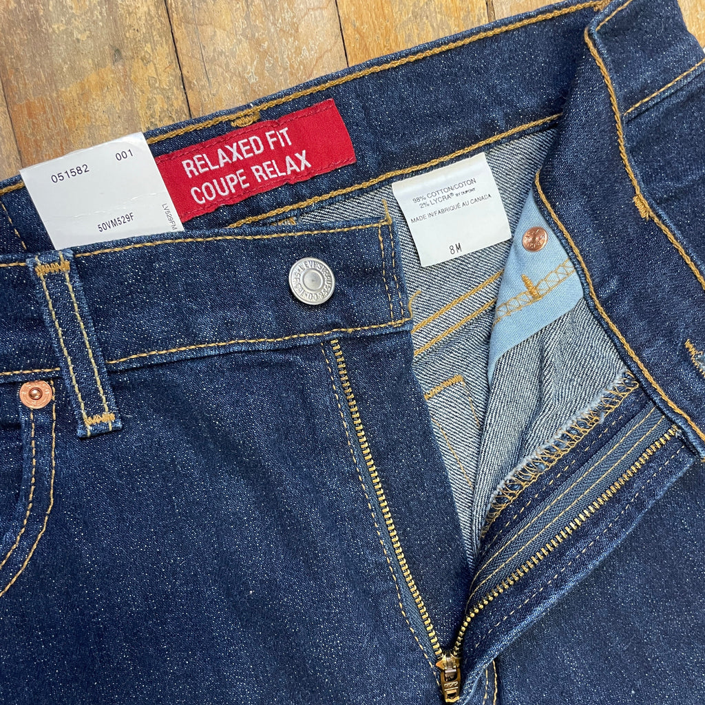 Vintage Deadstock Dark Wash Levi's Stretch Relaxed Fit 550s Made in Canada 29" Waist Bottoms Public Butter 