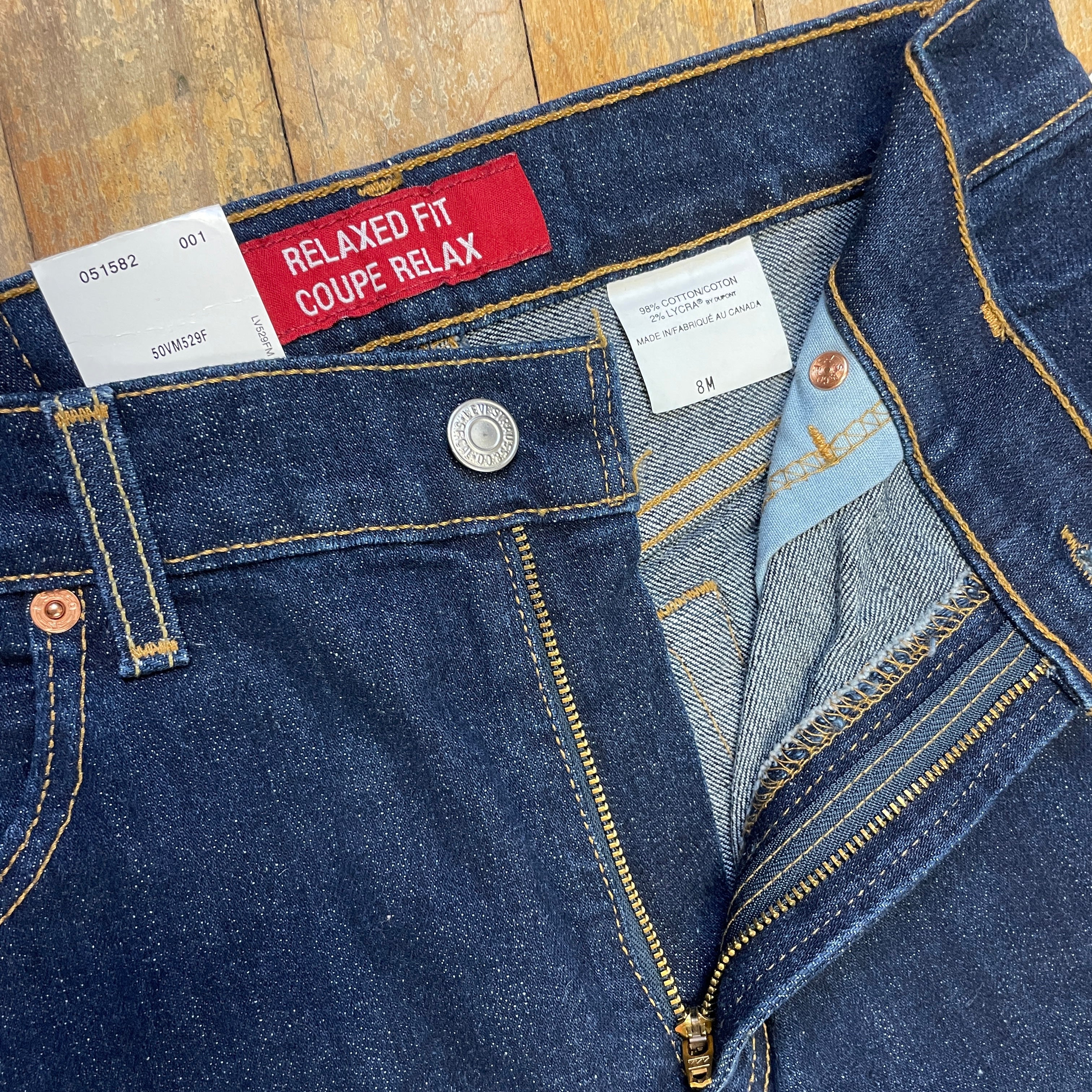 Vintage Deadstock Dark Wash Levi's Stretch Relaxed Fit 550s Made in Canada 29" Waist Bottoms Public Butter 
