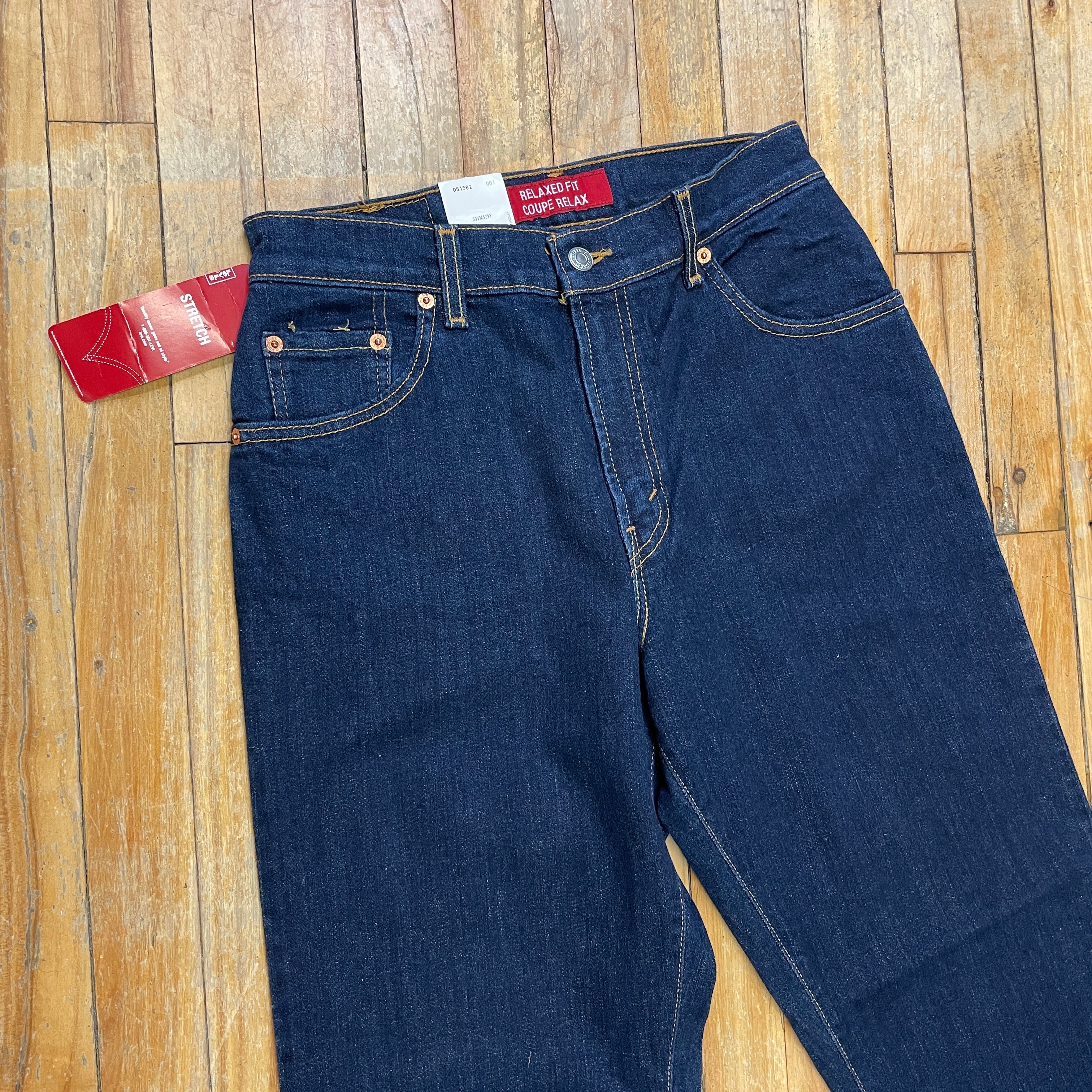 Vintage Deadstock Dark Wash Levi's Stretch Relaxed Fit 550s Made in Canada 29" Waist Bottoms Public Butter 