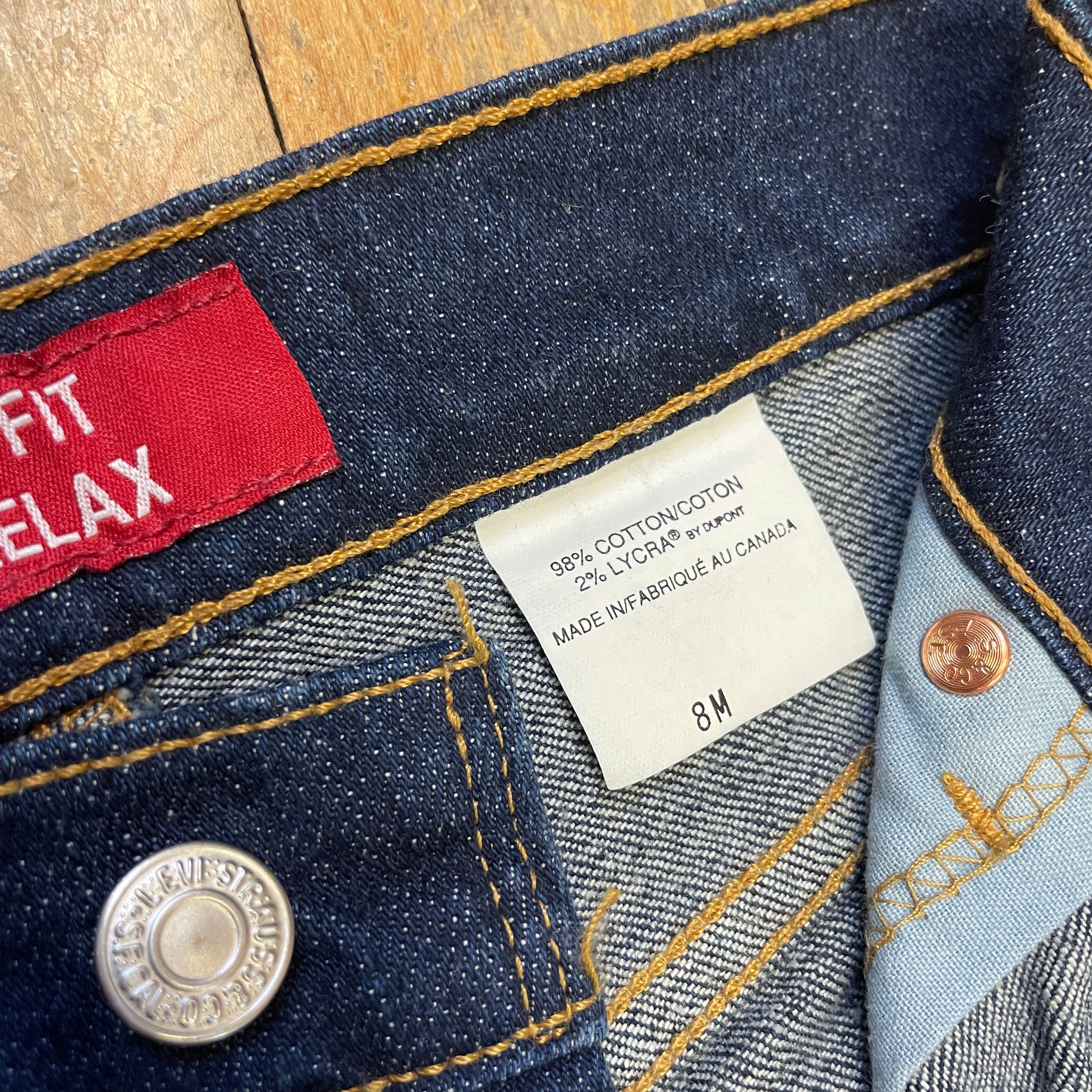 Vintage Deadstock Dark Wash Levi's Stretch Relaxed Fit 550s Made in Canada 29" Waist Bottoms Public Butter 