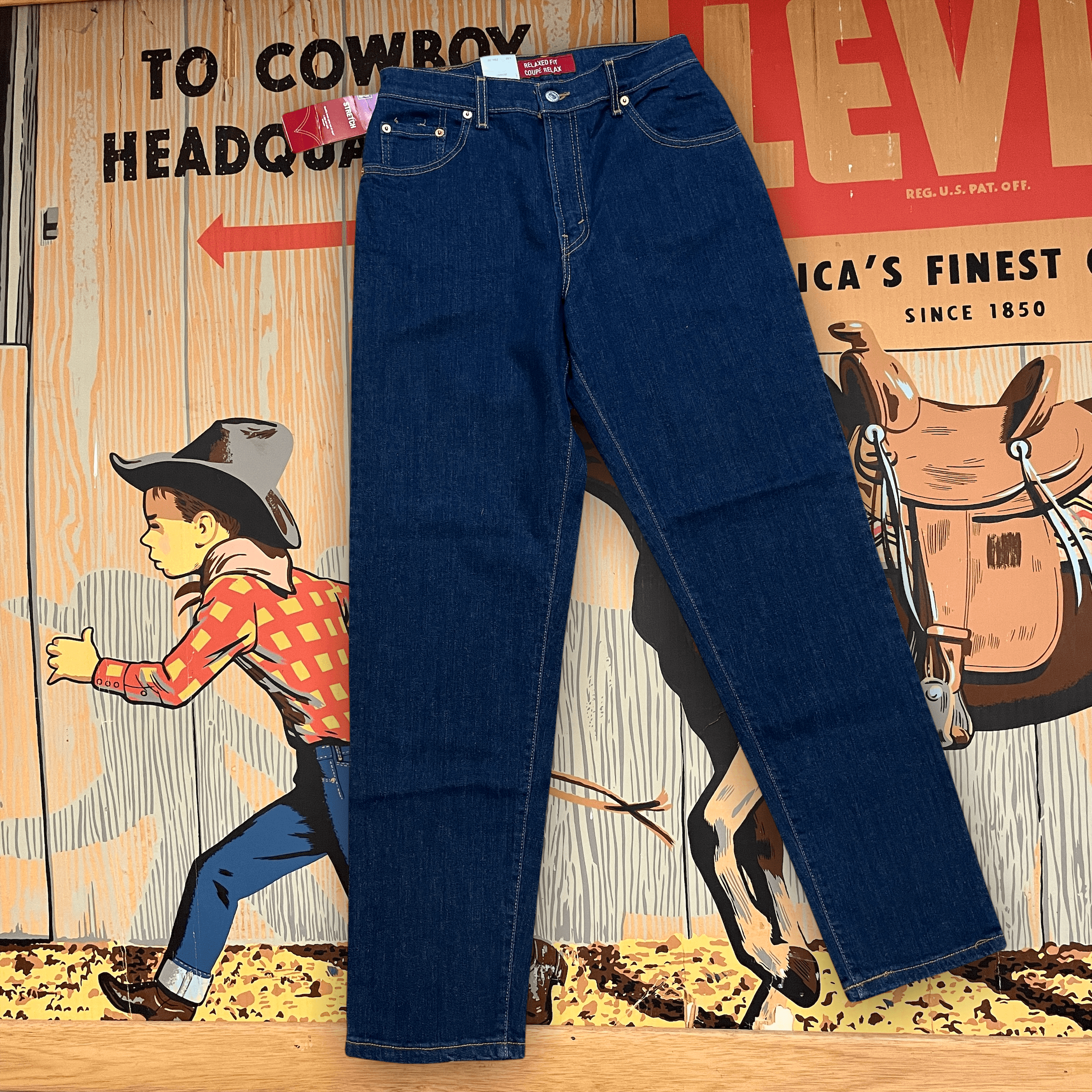 Vintage Deadstock Dark Wash Levi's Stretch Relaxed Fit 550s Made in Canada 29" Waist Bottoms Public Butter 