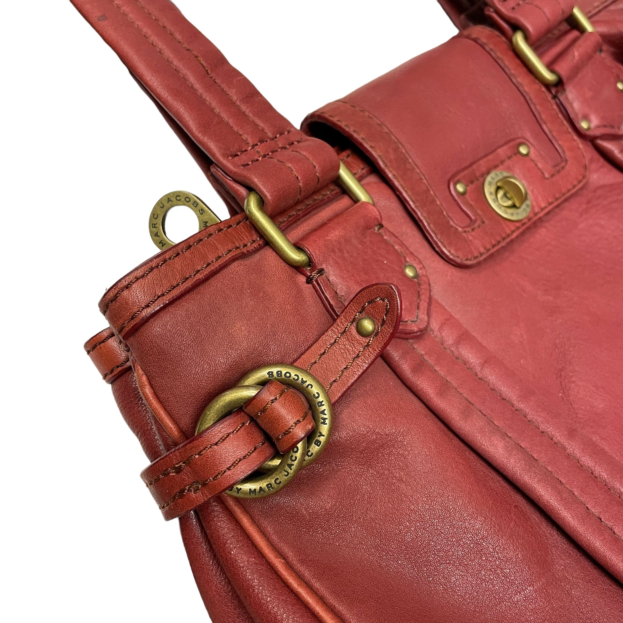 Vintage Deadstock Marc by Marc Jacobs Designer Leather Tote Bag in Burgundy Accessories Black Market Vintage 