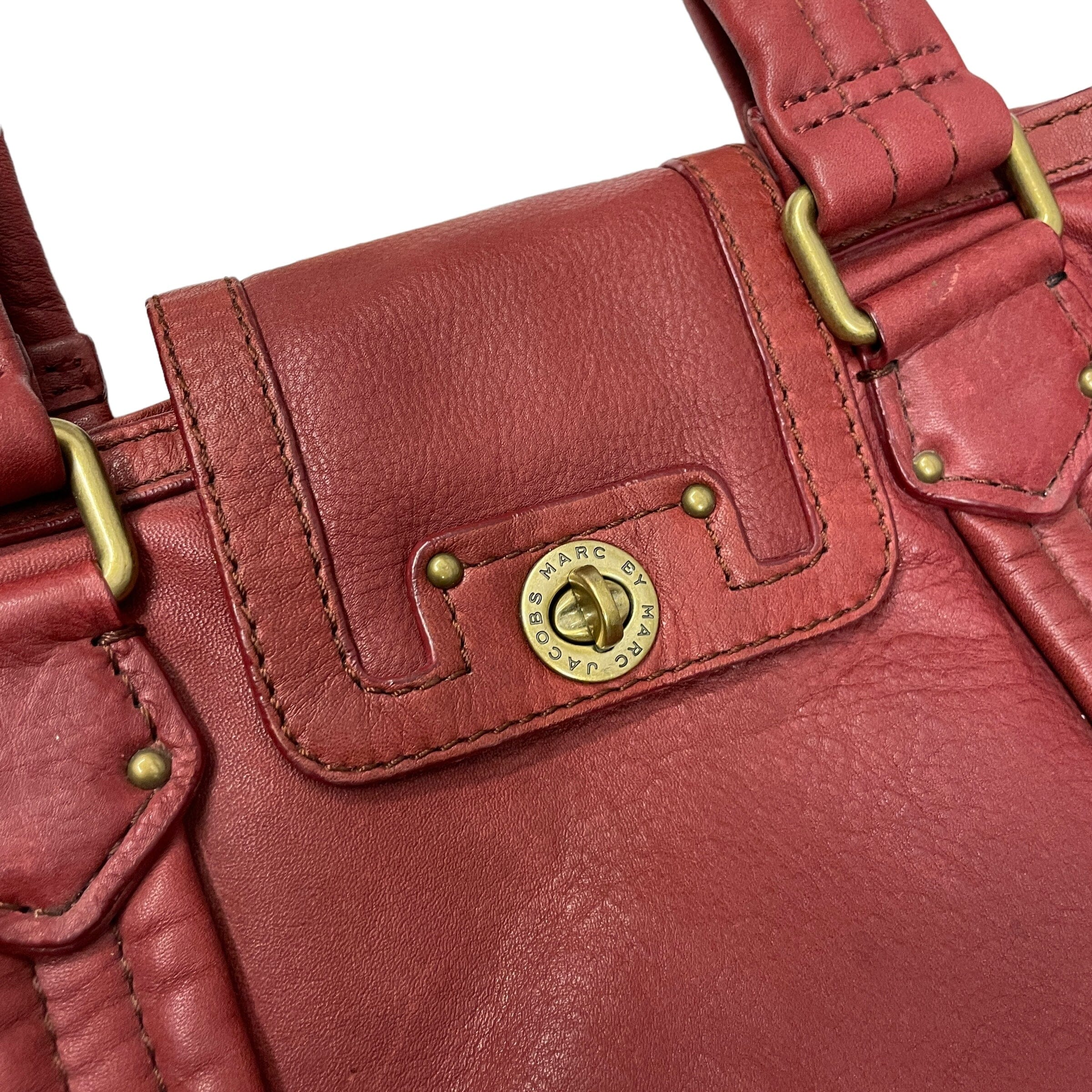 Vintage Deadstock Marc by Marc Jacobs Designer Leather Tote Bag in Burgundy Accessories Black Market Vintage 