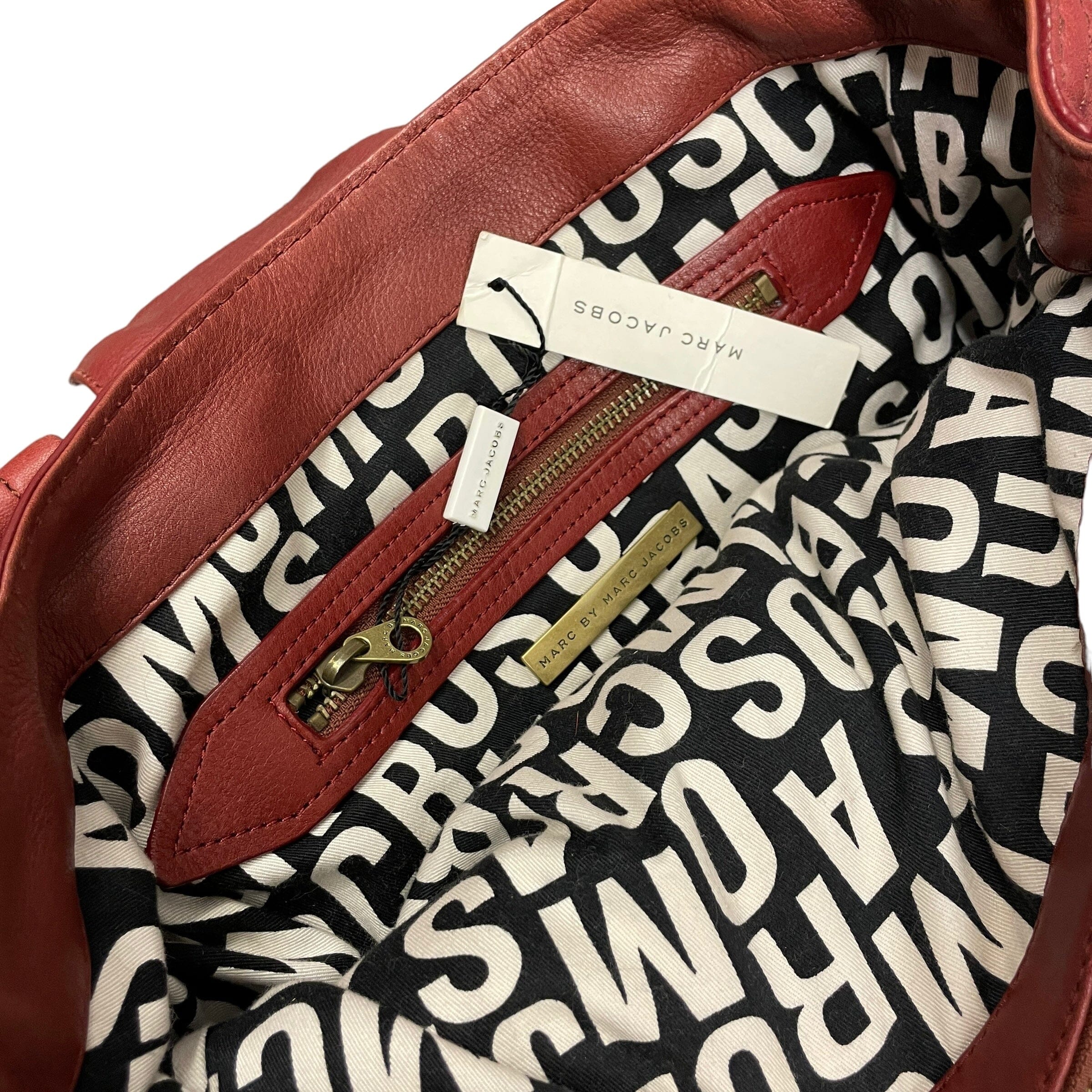 Vintage Deadstock Marc by Marc Jacobs Designer Leather Tote Bag in Burgundy Accessories Black Market Vintage 