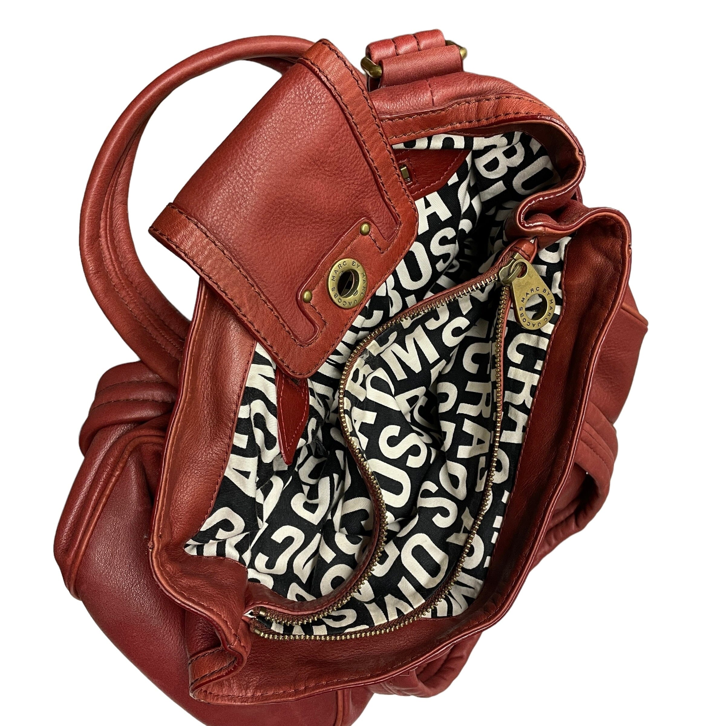 Vintage Deadstock Marc by Marc Jacobs Designer Leather Tote Bag in Burgundy Accessories Black Market Vintage 