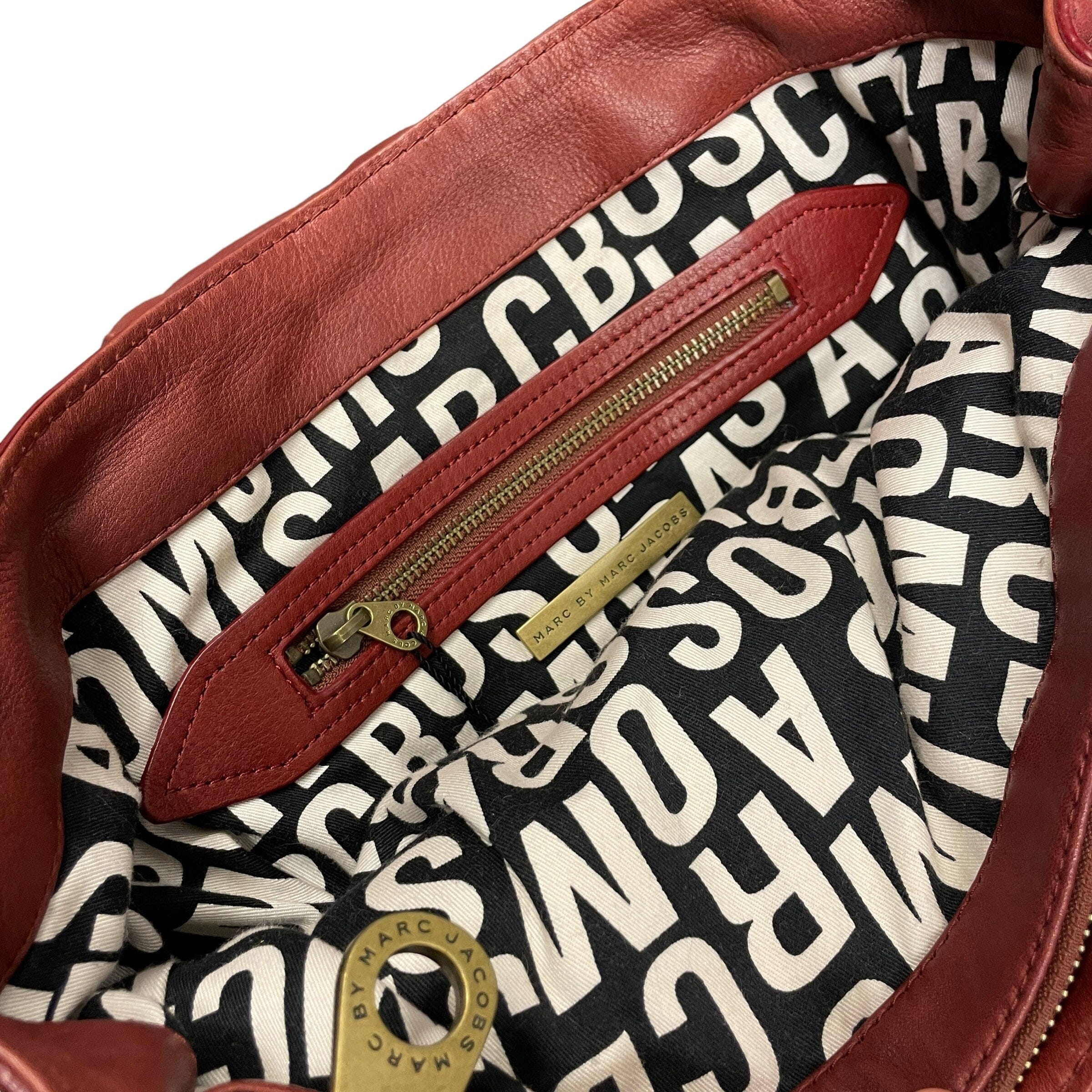 Vintage Deadstock Marc by Marc Jacobs Designer Leather Tote Bag in Burgundy Accessories Black Market Vintage 