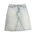 Vintage D&G Dolce & Gabbana Designer Made in Italy Light Wash Denim Rivet Skirt Size M Bottoms Public Butter 