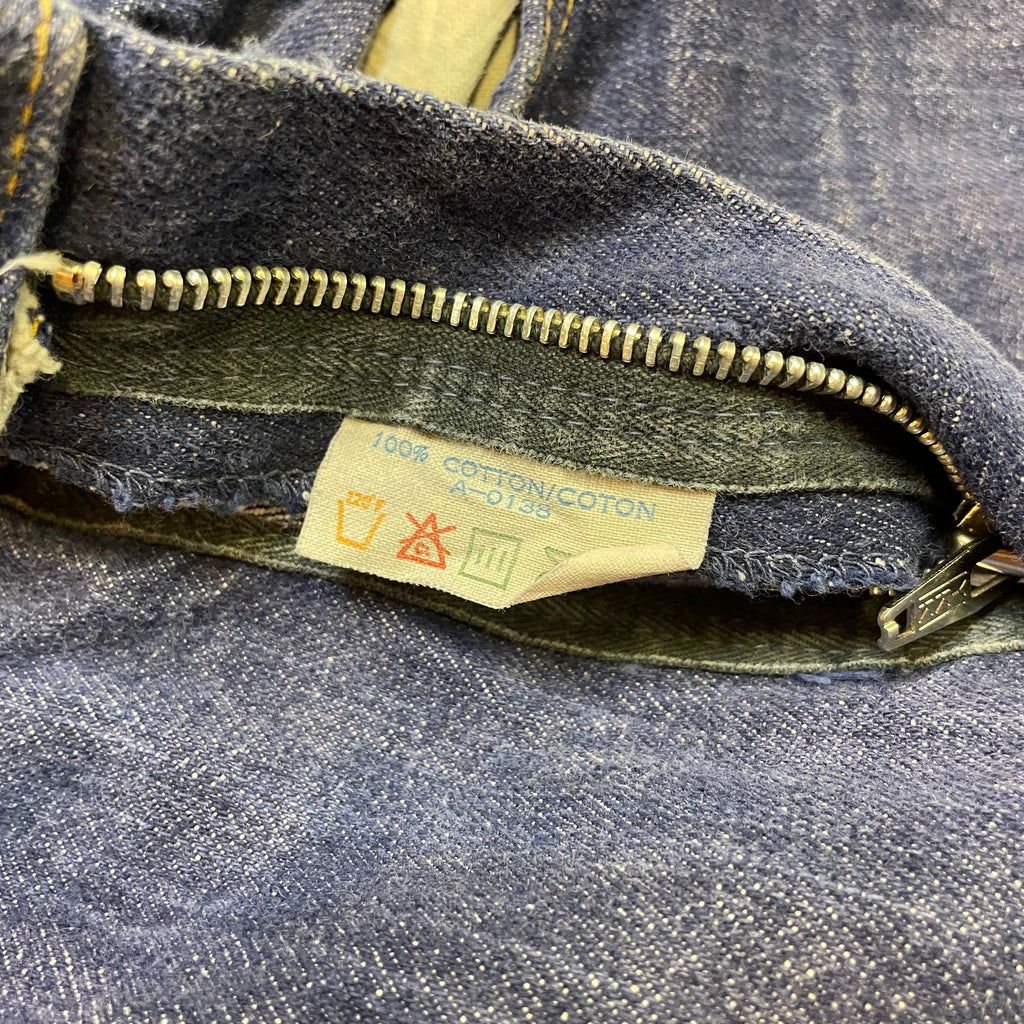 Vintage Mended Indigo Denim Boot Cut Jeans 28" Waist Bottoms Black Market Toronto 