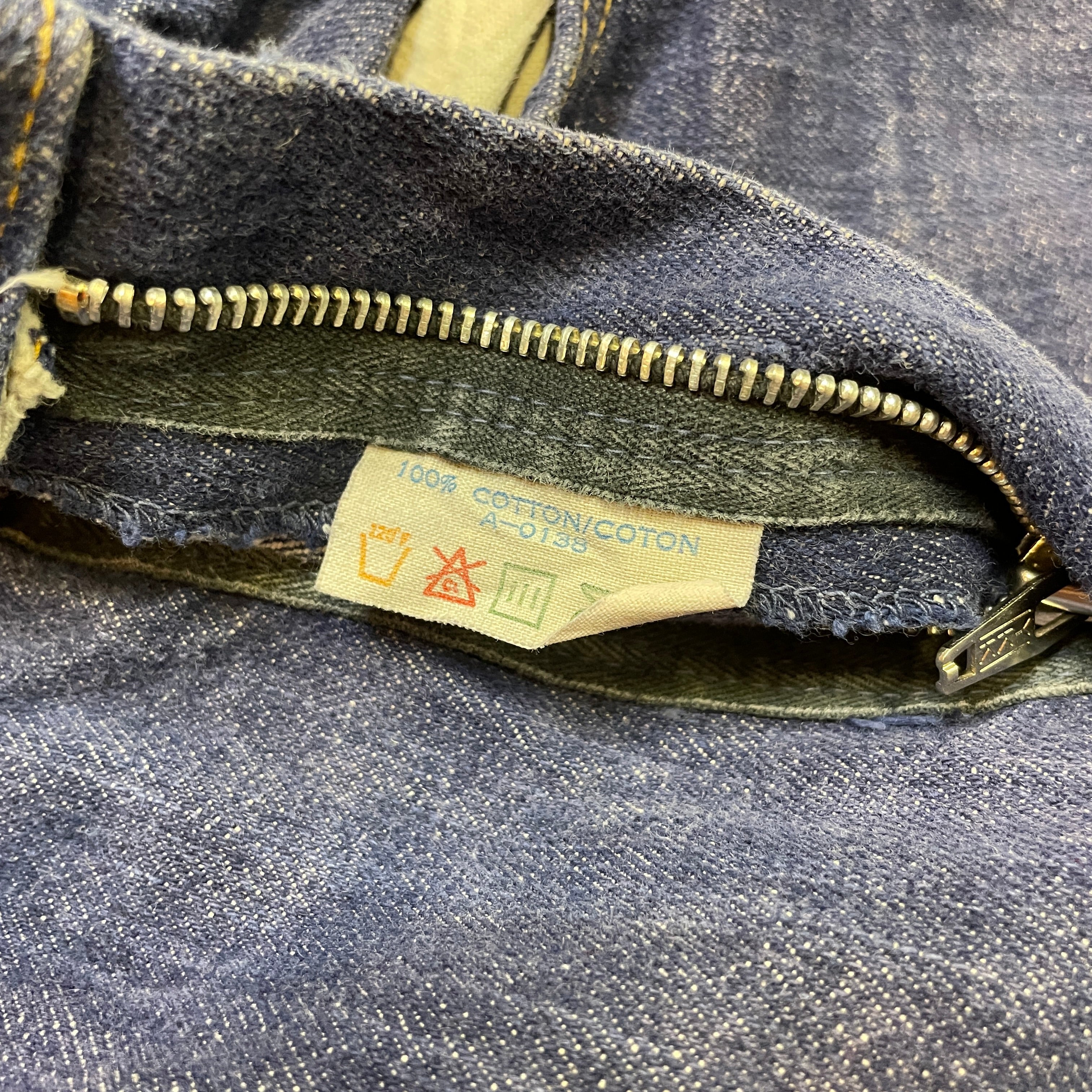 Vintage Mended Indigo Denim Boot Cut Jeans 28" Waist Bottoms Black Market Toronto 